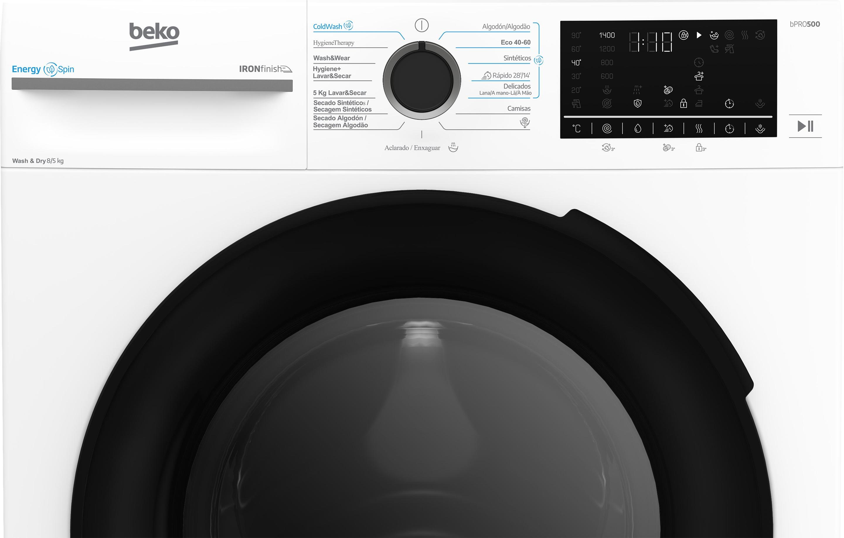 Máquina de Lavar e Secar Roupa Independente BEKO BM5DFT48437WB (B - 8 kg - 5 kg - Branco) — miniatura 4