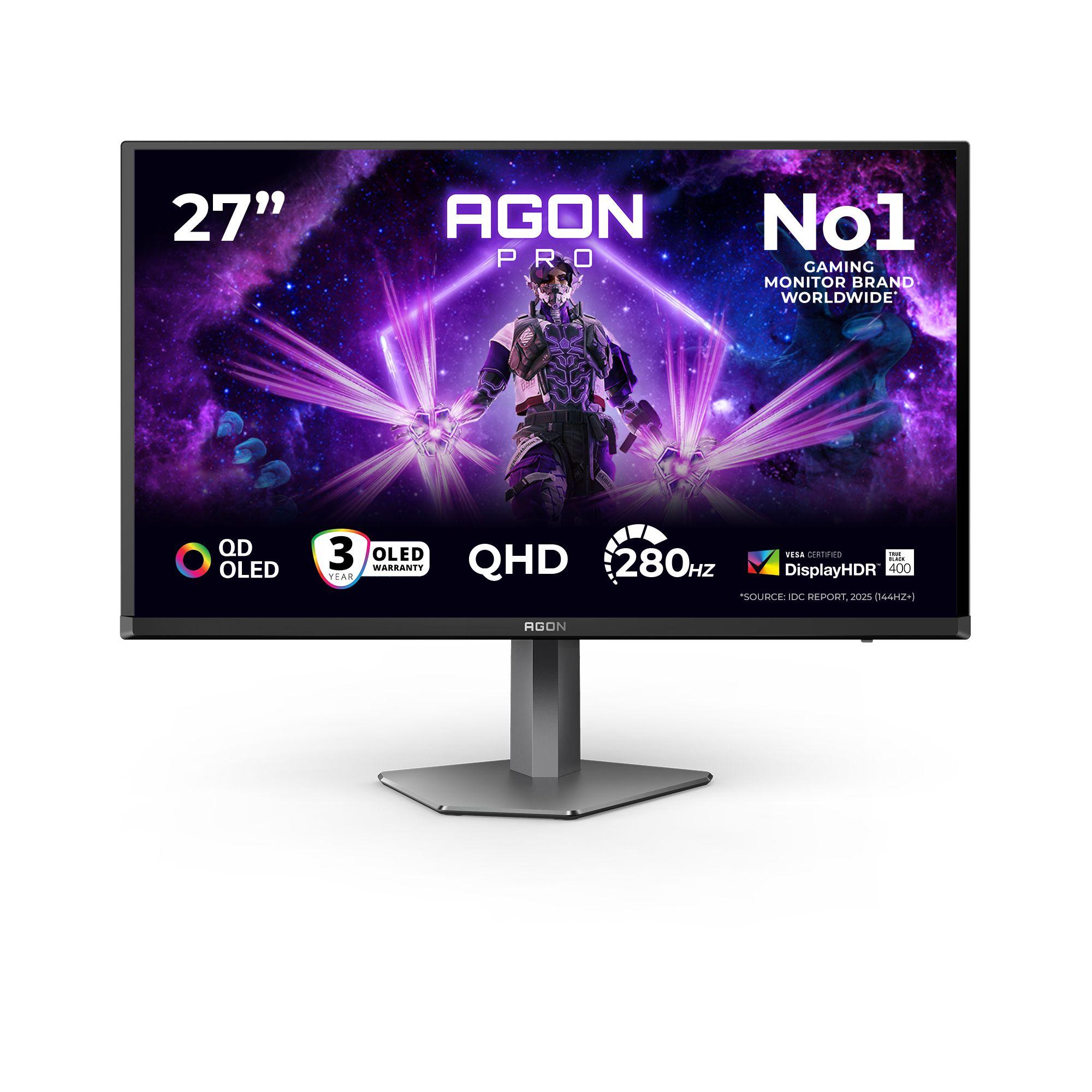 Monitor AOC AGON PRO AG276QZD2 (26,5" - OLED - 280 Hz - Preto e Cinzento)