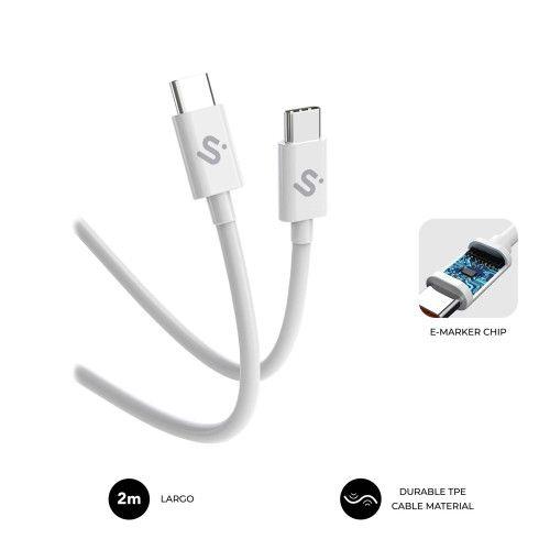 Cabo USB-C para USB-C SUBBLIM PLUS 100W 2 m (2 m - USB-C - Branco)