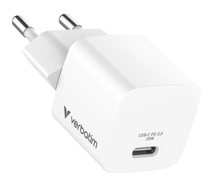 Carregador USB-C VERBATIM Mini GaN 20W (20 W - Power Delivery 3.0 - Preto)