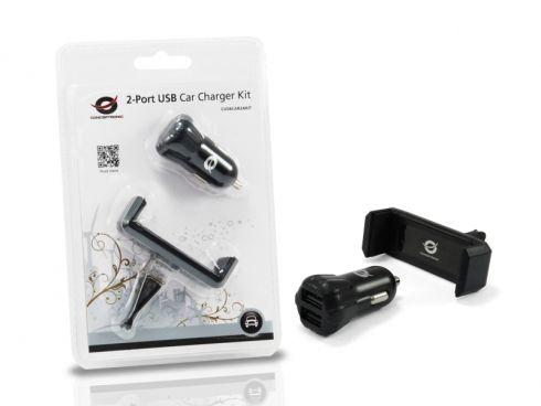 Carregador USB para Isqueiro CONCEPTRONIC CUSBCAR2AKIT (2 portas USB - Smartphones e tablets - Isqueiro do Veículo - Preto), miniatura 3