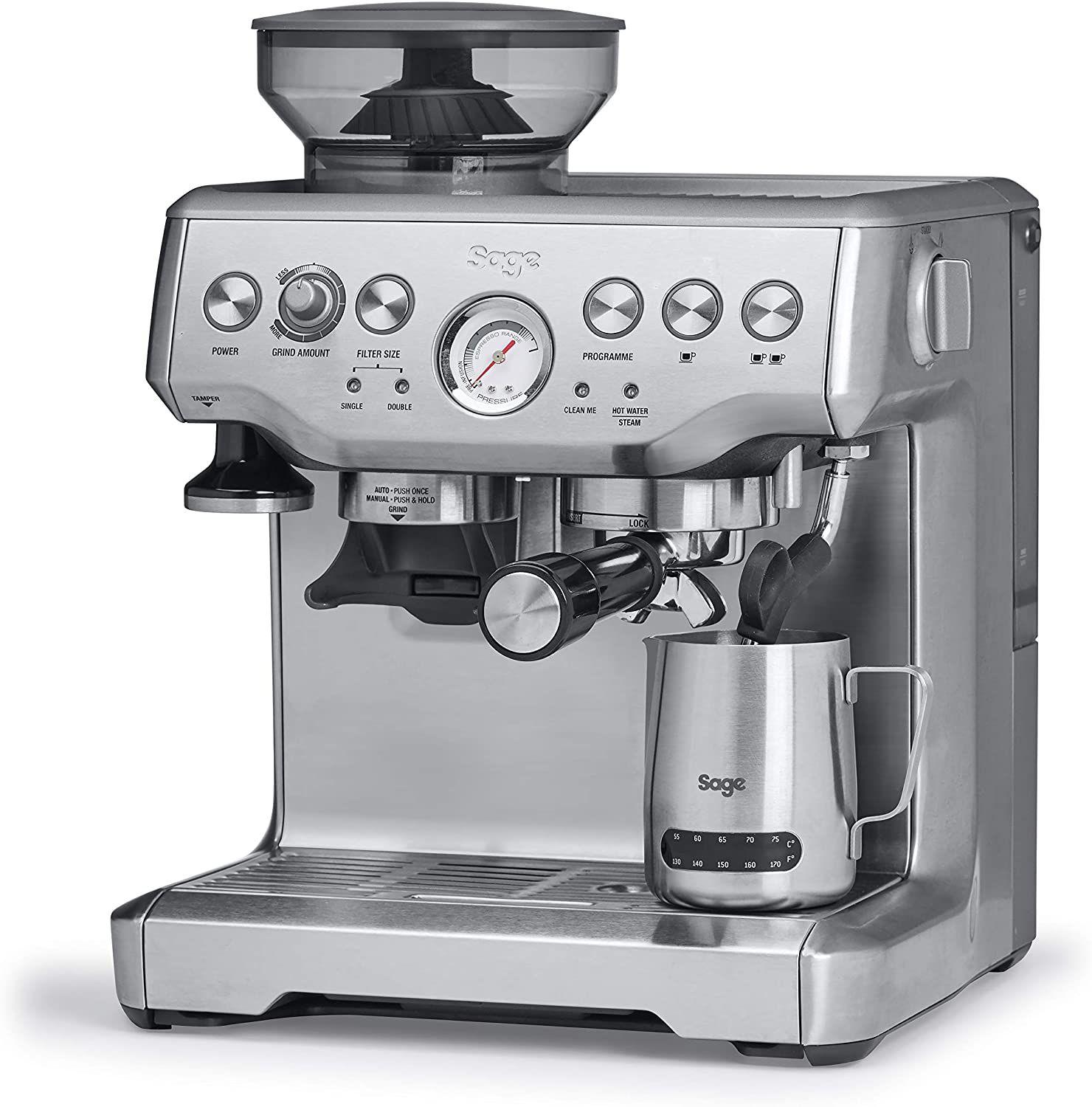 Máquina de Café Expresso SAGE The Barista Express SES875BSS2EEU1A (Grãos de café - 2 l - 450 g - Aço Inoxidável Escovado)