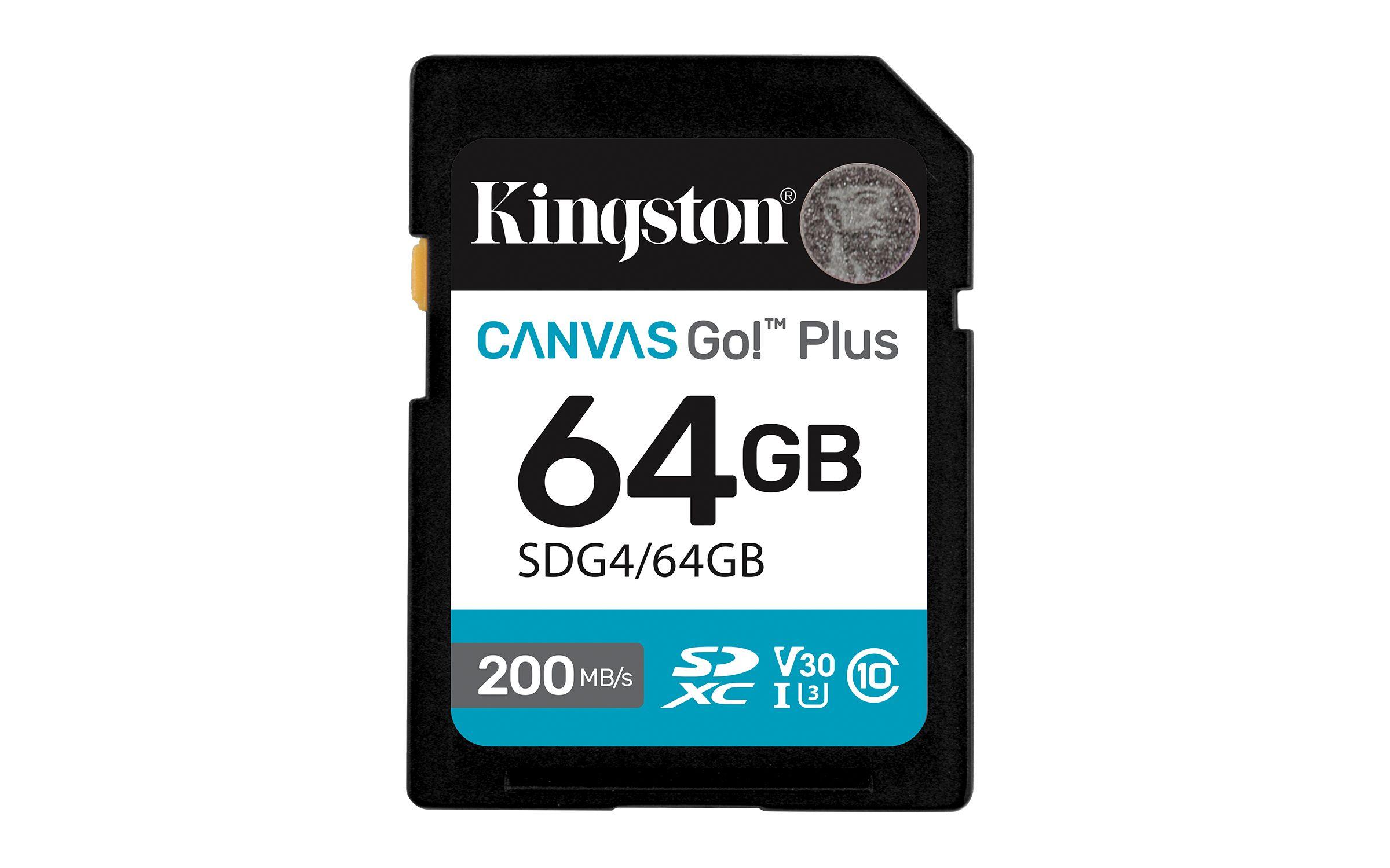 Cartão de Memória KINGSTON Canvas Go! Plus SDG4/64GB (64GB - Classe 10 - 200 MB/s - Preto)