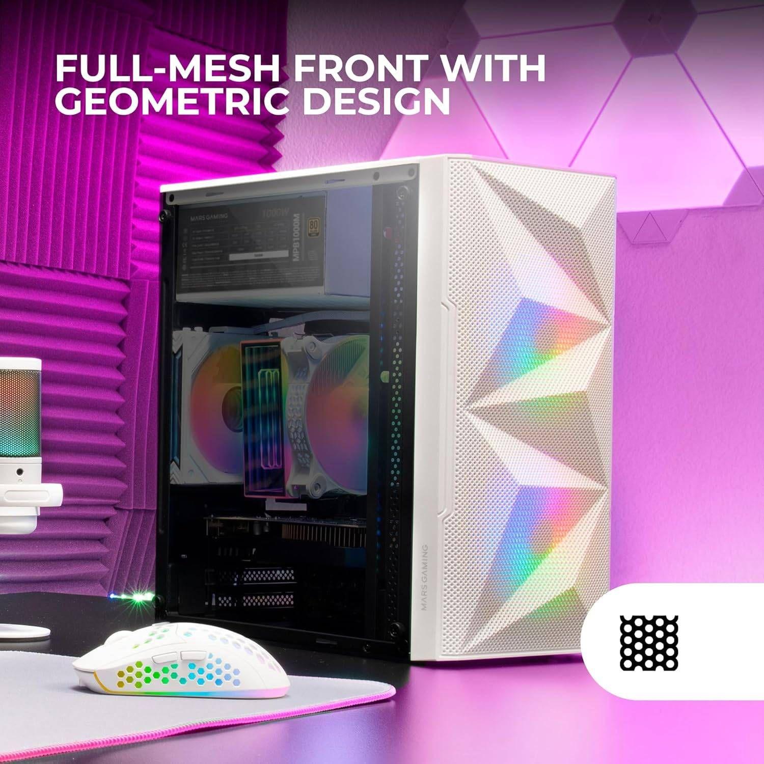 Caixa PC MARS GAMING MC-ME (Micro-ATX, Mini-ITX - Mini Tower - Metal, Vidro temperado - Branco) — miniatura 4