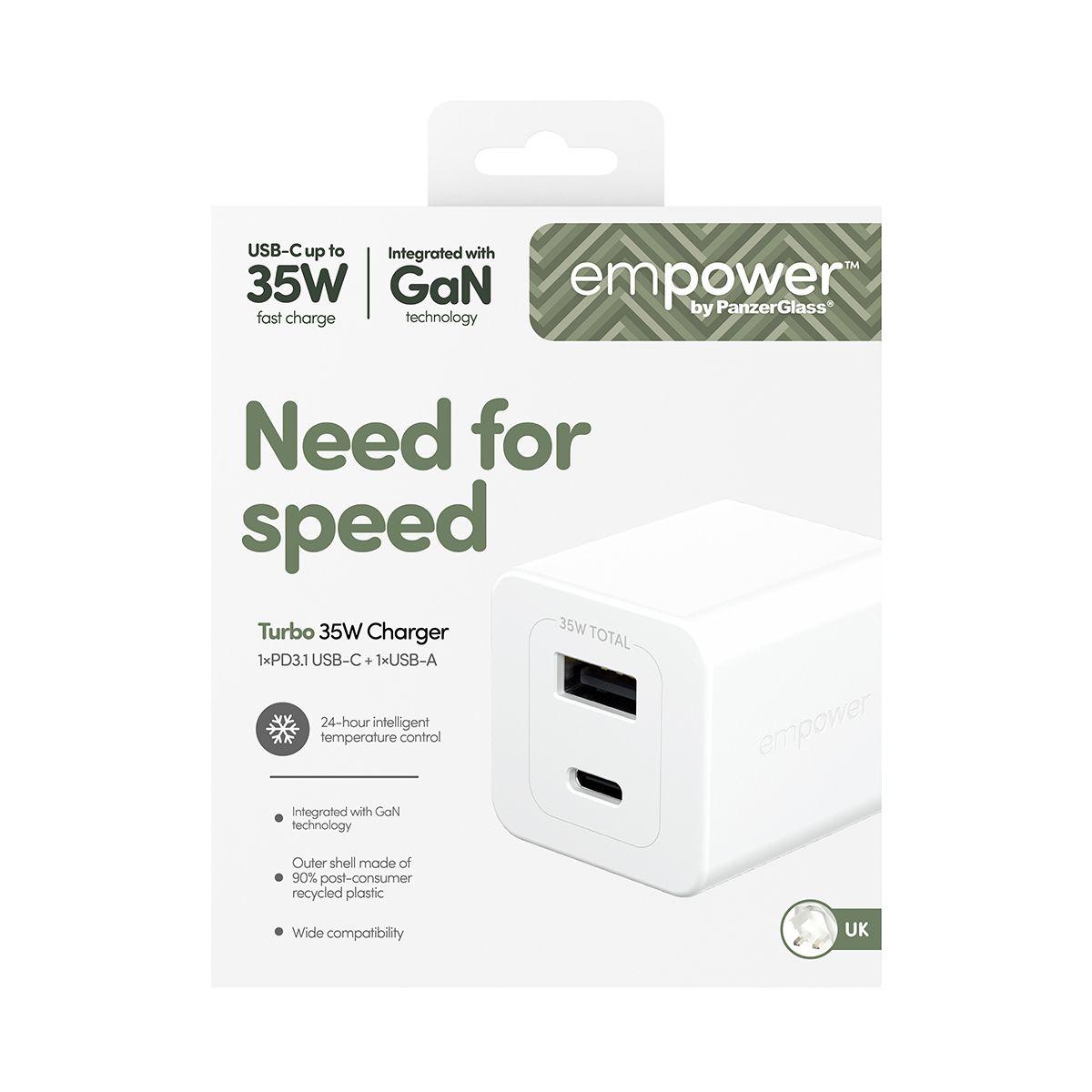 Carregador de Dispositivos Móveis PANZERGLASS empower™ Turbo EM51576 (35 W - Branco), miniatura 3