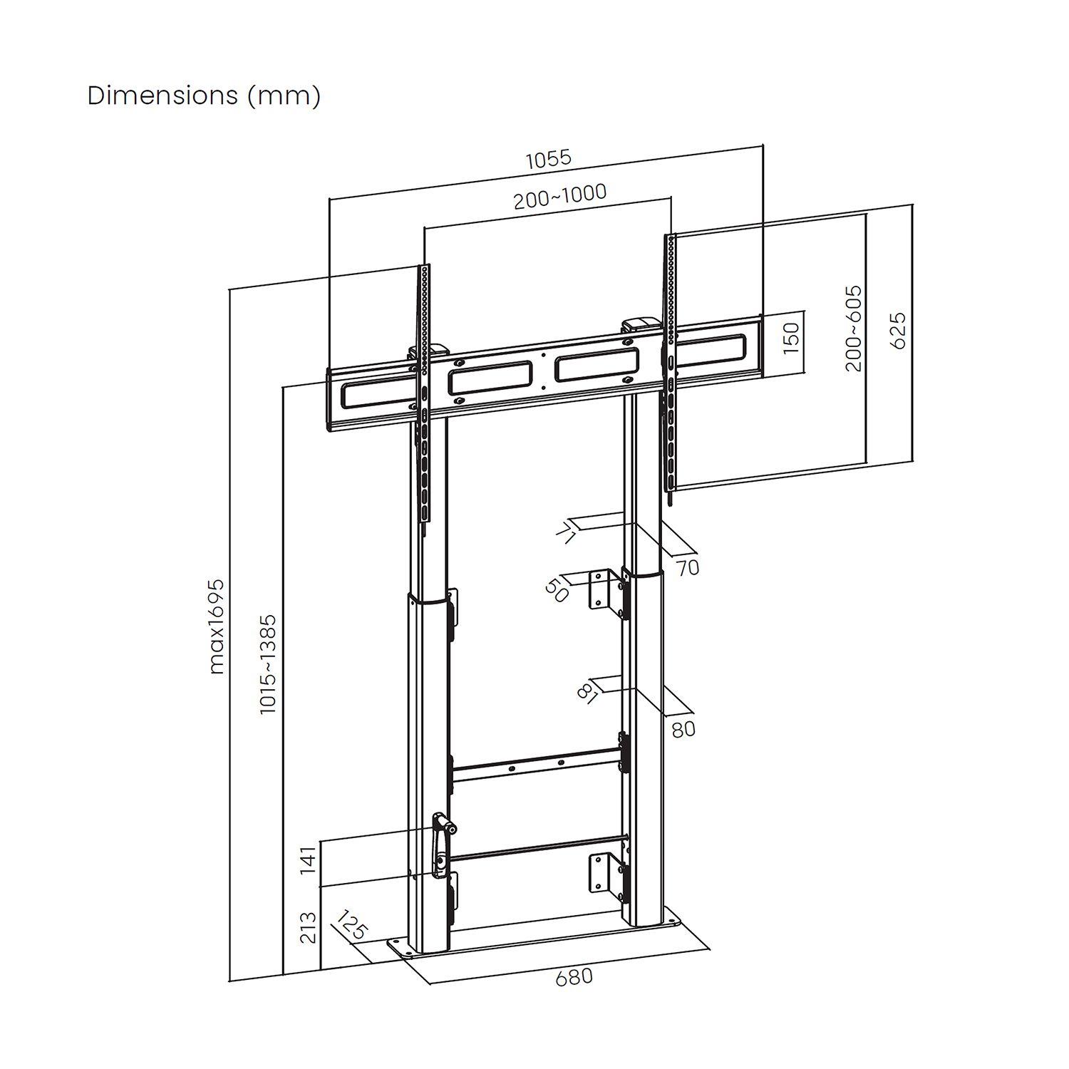 Suporte de Chão para TV AISENS FWF100E-351 (60-100" - 120 kg - Preto) — miniatura 5