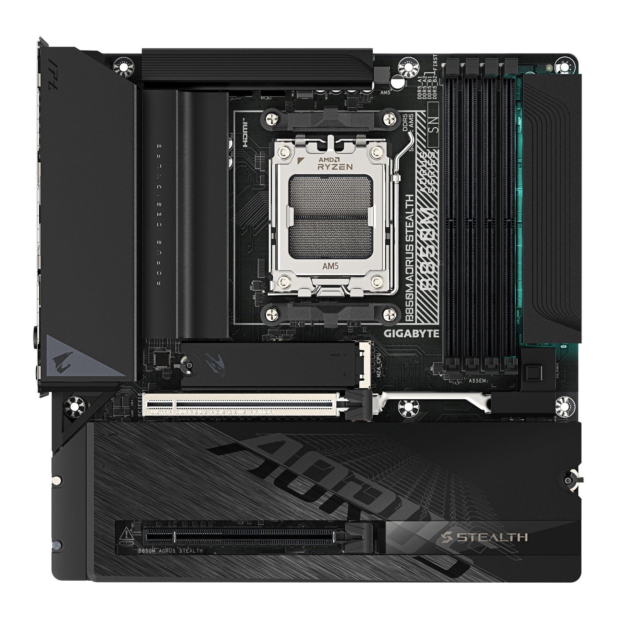 Motherboard GIGABYTE B850M AORUS STEALTH (AM5 - Micro ATX - Duplo canal - Preto), miniatura 2