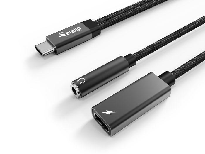 Adaptador USB-C para Jack 3,5 mm EQUIP 133470 (0,15 m - USB-C - USB-C / áudio 3,5 mm - Preto), miniatura 2