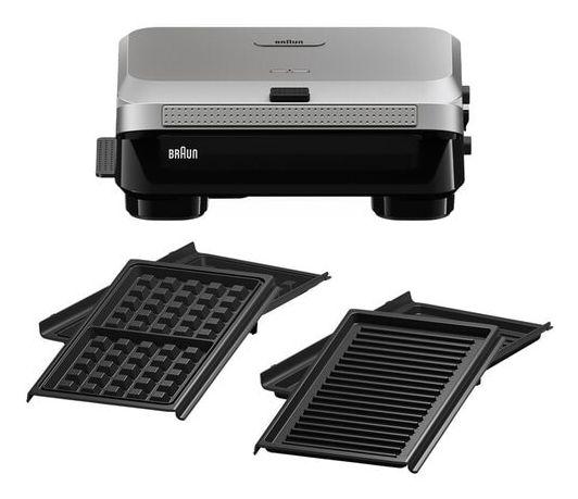 Grelhador Elétrico BRAUN SnackMaker 5 SM5006 BK (Altura 10,5 cm - Preto e Prateado)