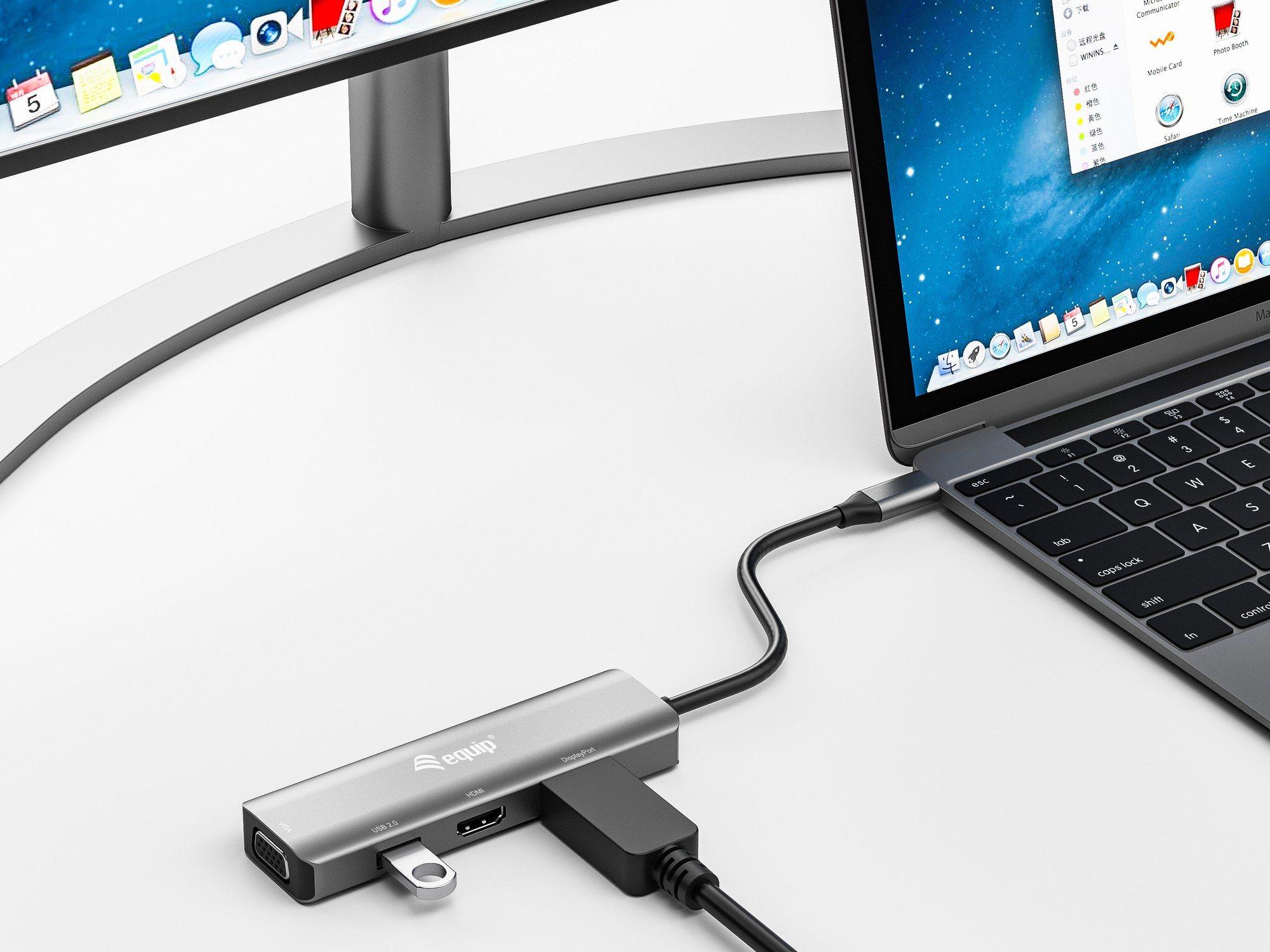 Hub USB-C Multiportas EQUIP 133485 (0,15 m - Windows, macOS e ChromeOS - Preto e Prateado), miniatura 5