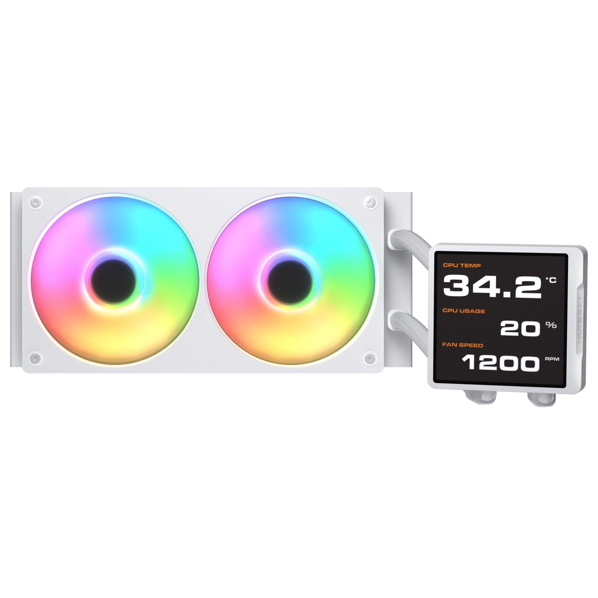 Sistema de Refrigeração Líquida COUGAR Poseidon Vistek Pro 240 (120 mm - 2500 RPM - Multi - Branco)