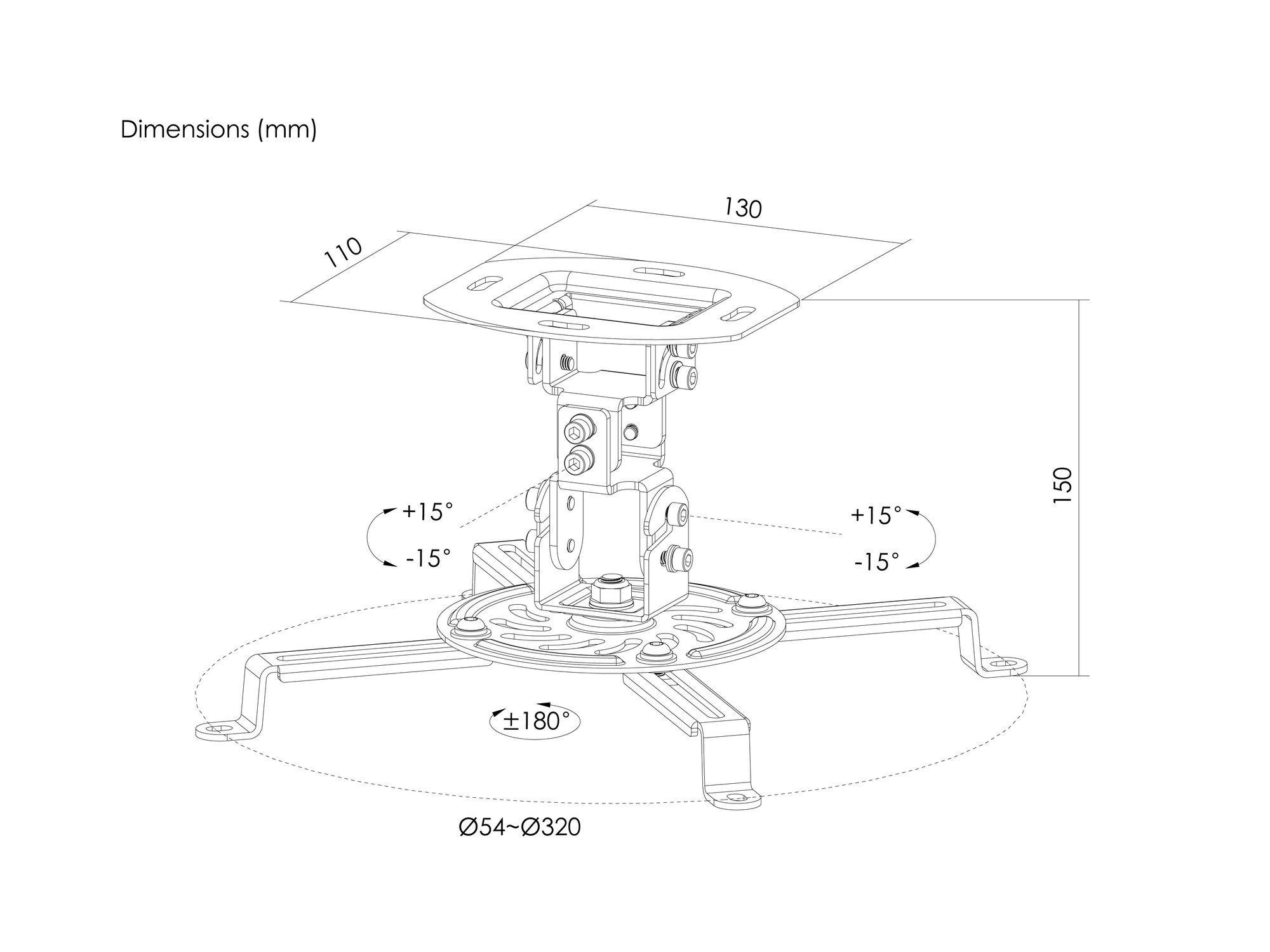 Suporte de Projetor de Teto EQUIP 650705 (13,5 kg - Teto - -15-15° - Preto), miniatura 7