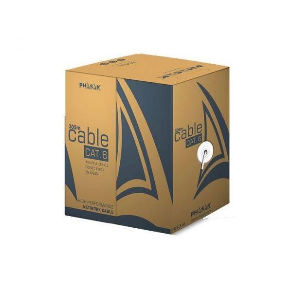 Bobina de Cabo de Rede PHASAK PHR 6302 (305 m - Cat6 - Cinzento)