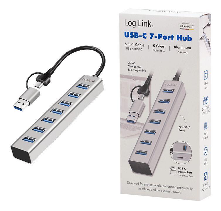 Hub USB LOGILINK UA0441 (0,15 m - Android, ChromeOS, iOS, iPadOS - Cinzento), miniatura 3