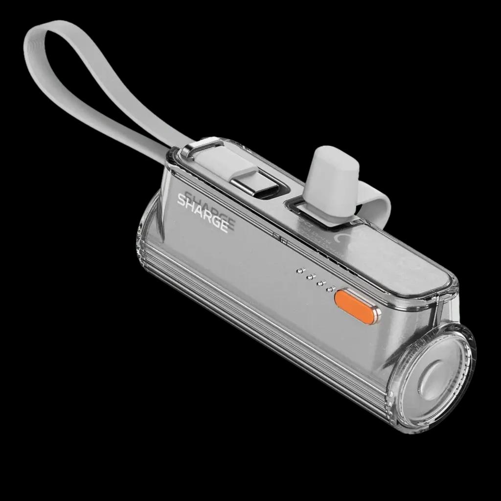 Bateria Externa SHARGE Flow Mini (Cabo USB-C integrado - Prateado)