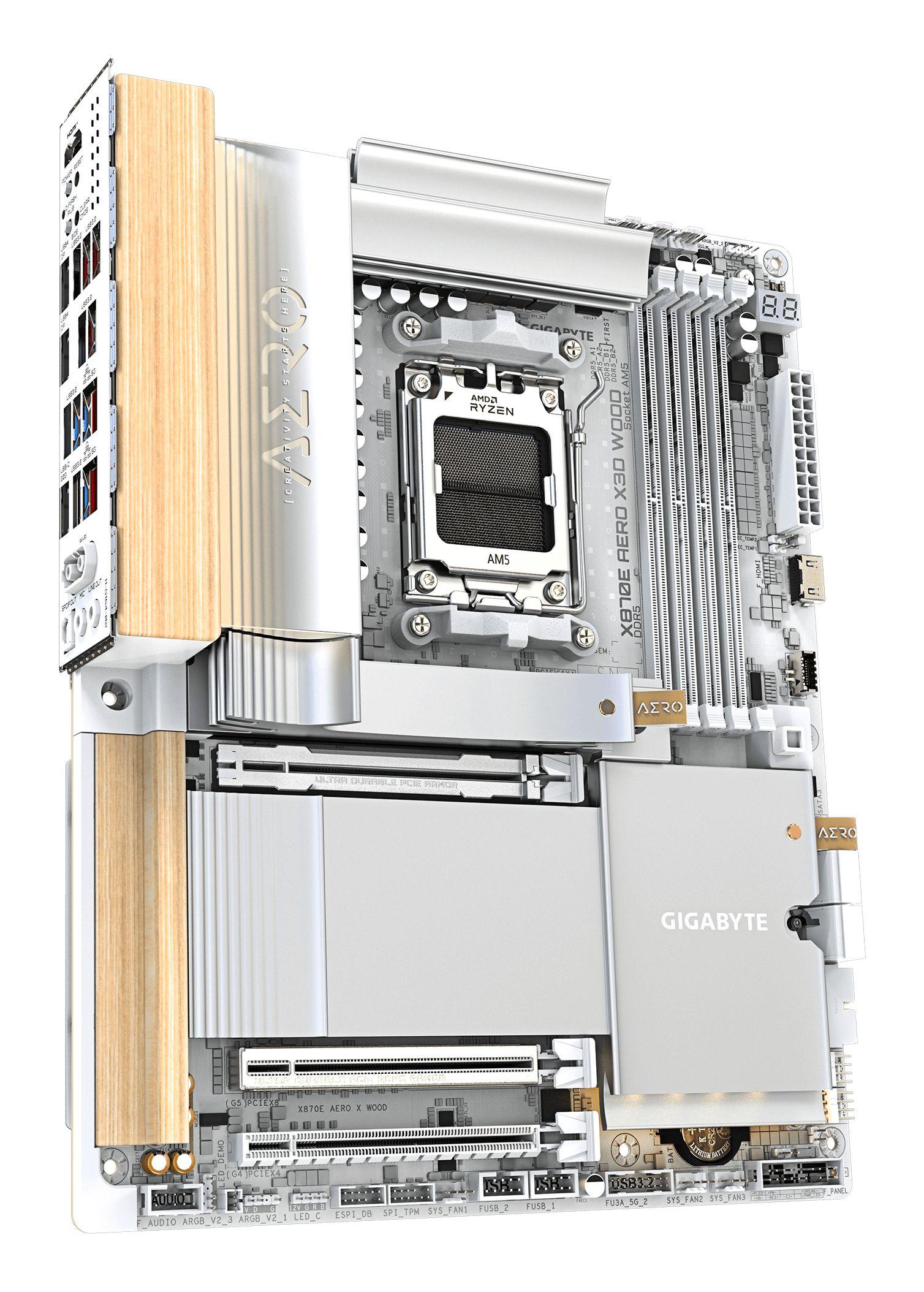Motherboard GIGABYTE X870E AERO X3D WOOD (AM5 - ATX - Duplo canal - Branco), miniatura 3