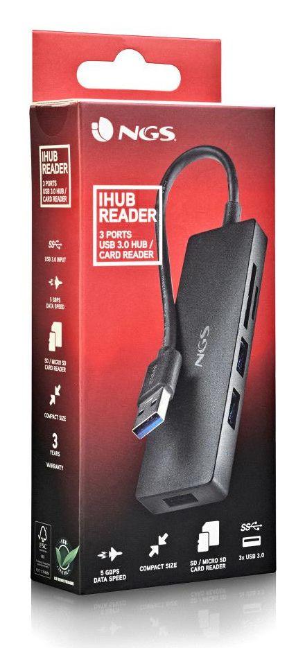 Hub USB NGS IHUB Reader (0,19 m - USB 3.2 Gen 1 Type-A - Preto), miniatura 7