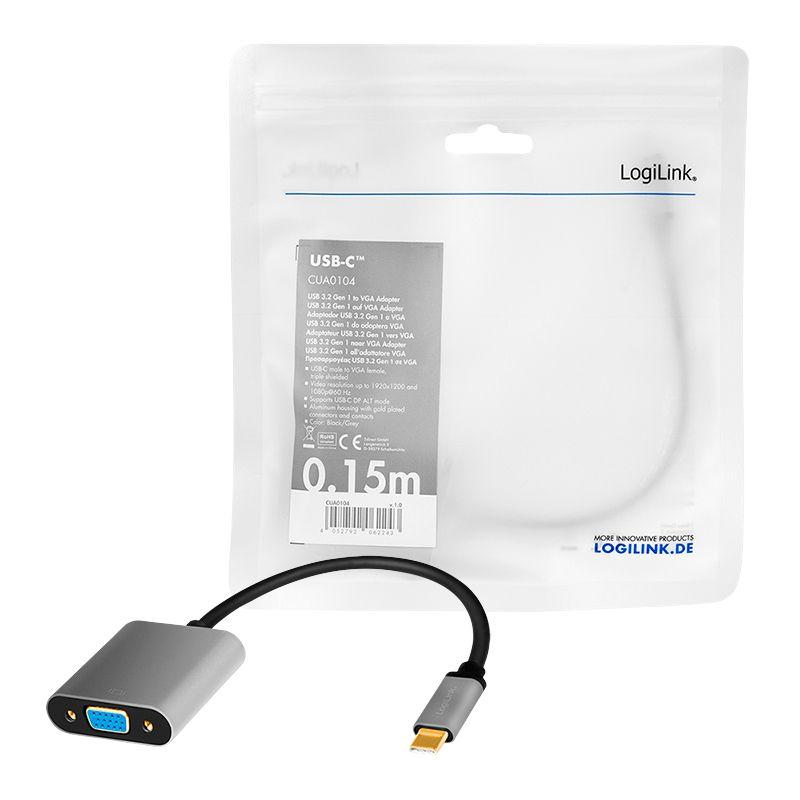 Adaptador USB-C para VGA LOGILINK CUA0104 (0,15 m - USB Type-C - Thunderbolt 3 - Preto/Cinzento), miniatura 5