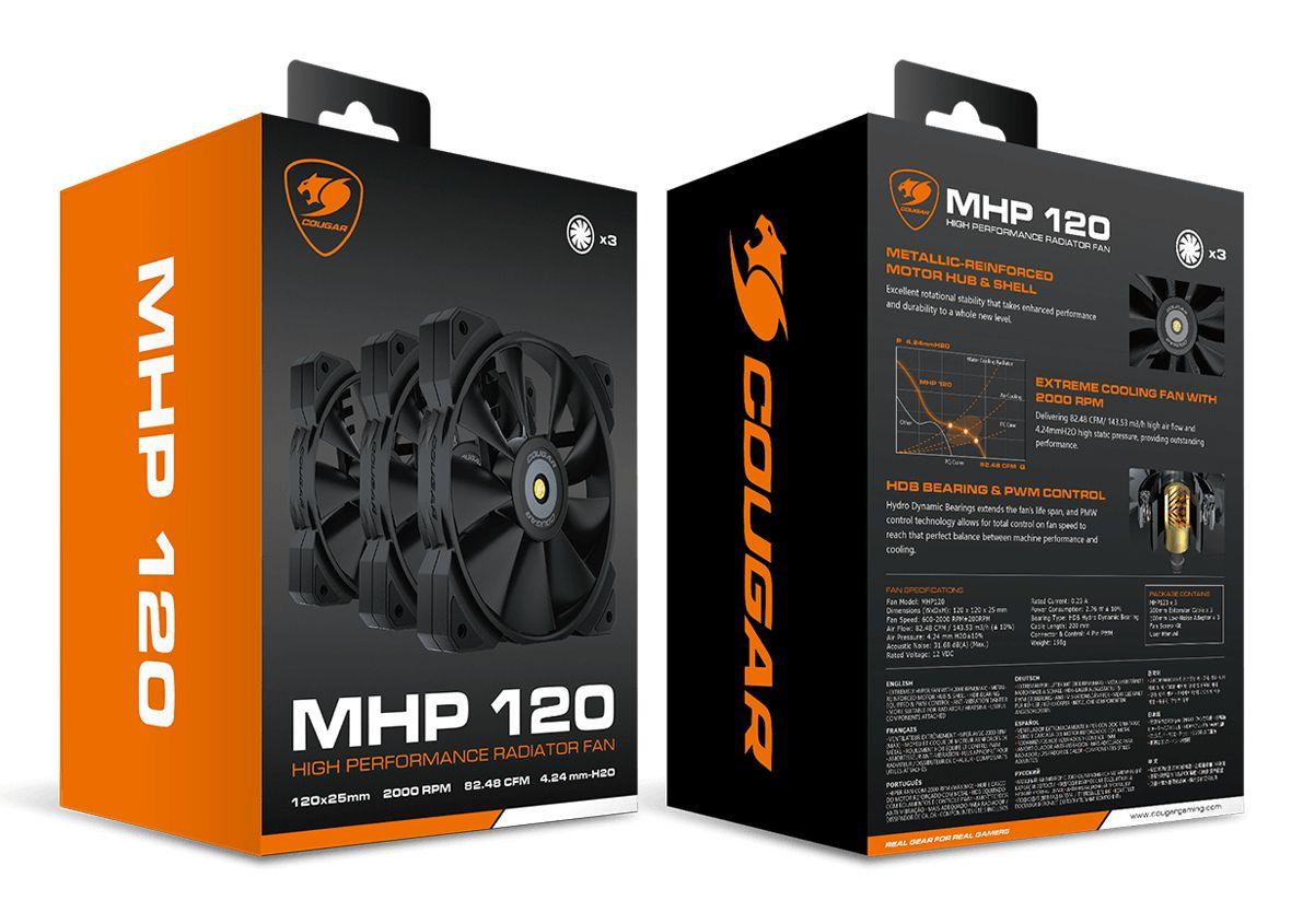 Conjunto de 3 Ventoinhas COUGAR MHP 120 (Preto), miniatura 6