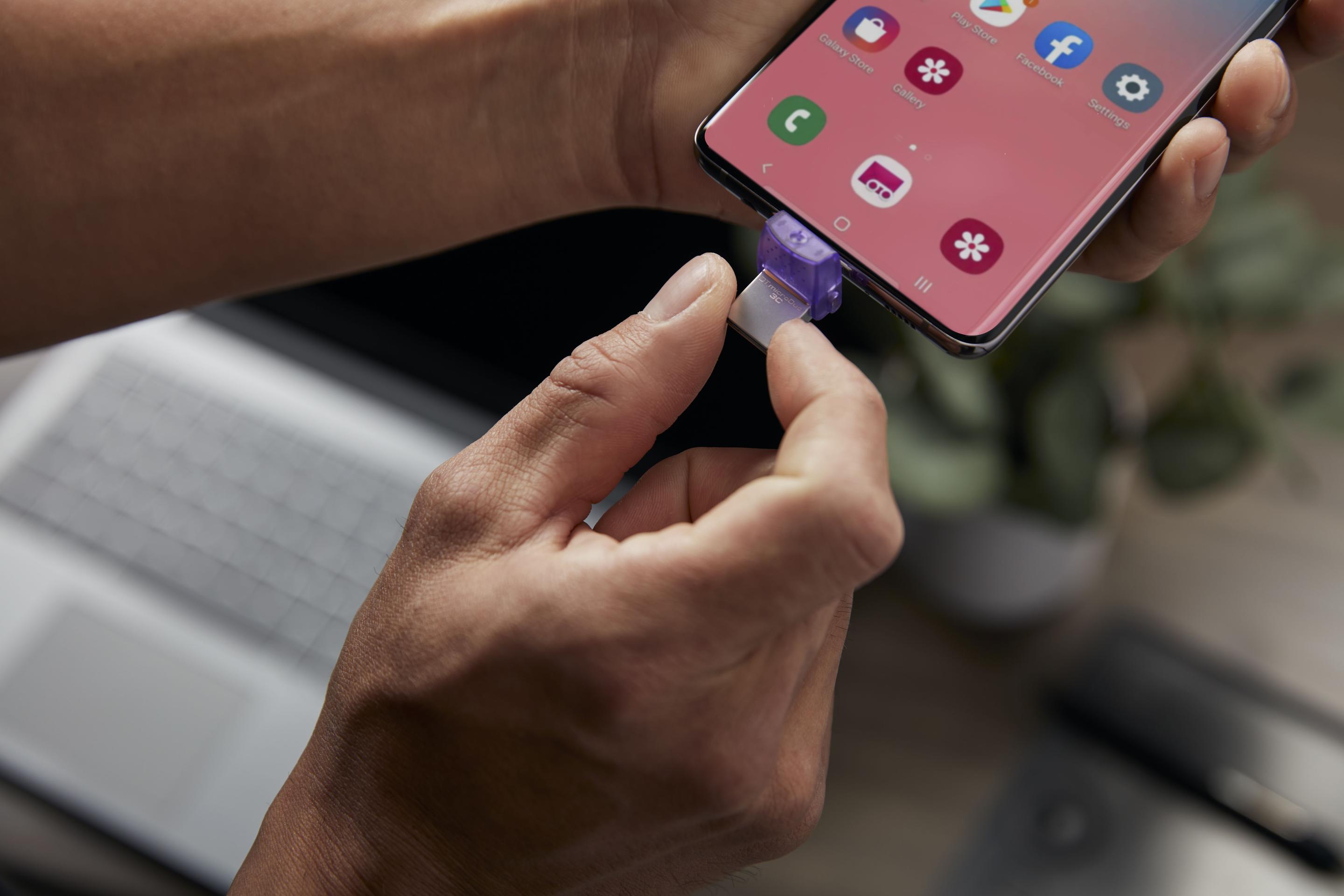 Pen USB KINGSTON DataTraveler microDuo 3C (64 GB - Outro - USB Type-A / USB Type-C - Roxo e Aço Inoxidável) — miniatura 6