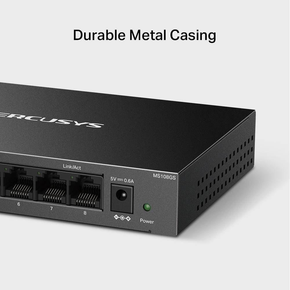 Switch de Rede MERCUSYS MS108GS (Gigabit Ethernet - 0,5 MB - 16 Gbit/s - Preto), miniatura 4