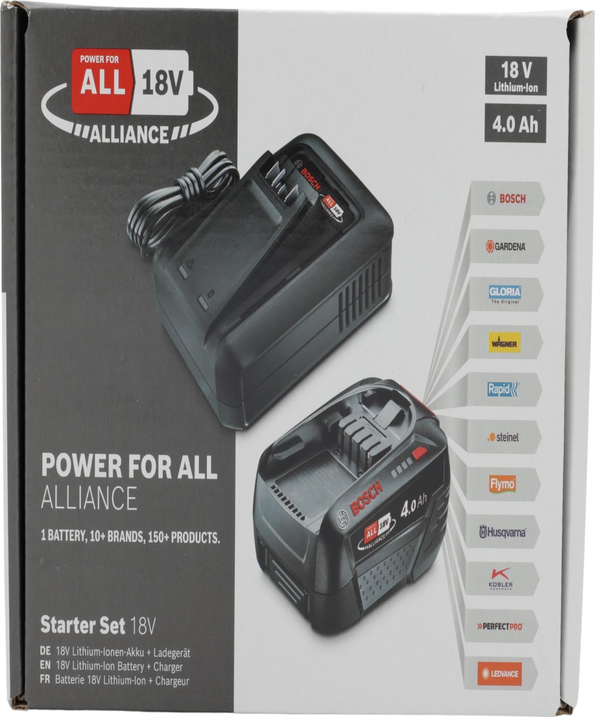 Kit de Bateria e Carregador BOSCH PBA 18V 4,0Ah + AL 18V-20 (Prateado)
