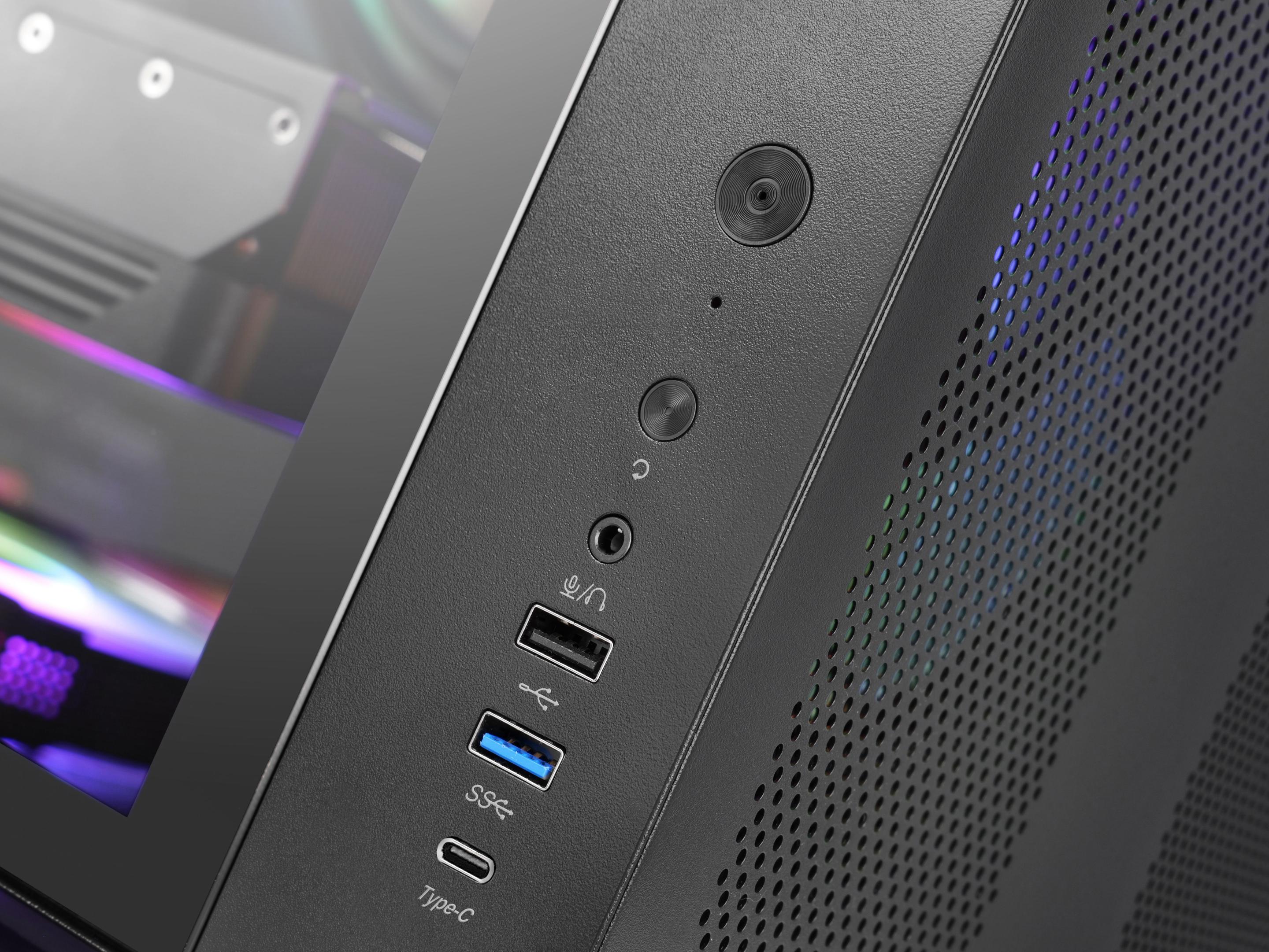 Caixa PC MARS GAMING MC-CURV (ATX, micro ATX, Mini-ITX - Midi Tower - 16,5 cm - Preto) — miniatura 3