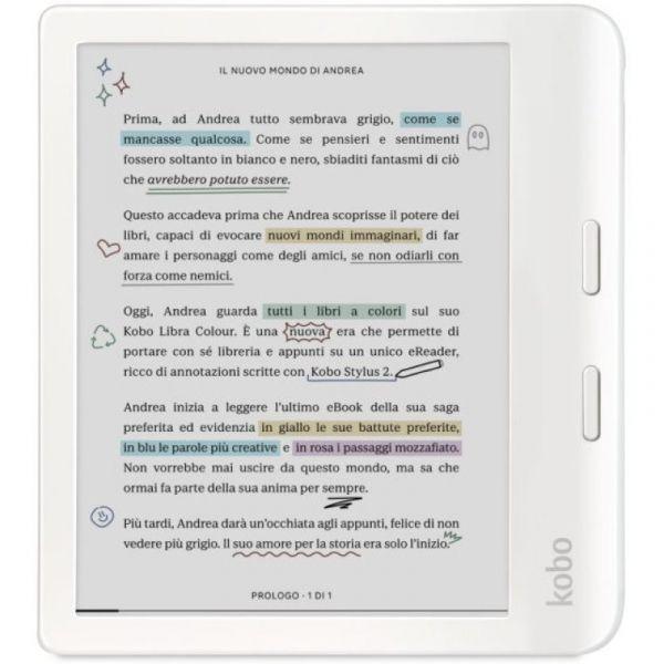 Leitor de Livros Eletrónicos KOBO Libra Colour (7" - 1264 x 1680 pixels - E Ink Kaleido - Branco) — miniatura 2