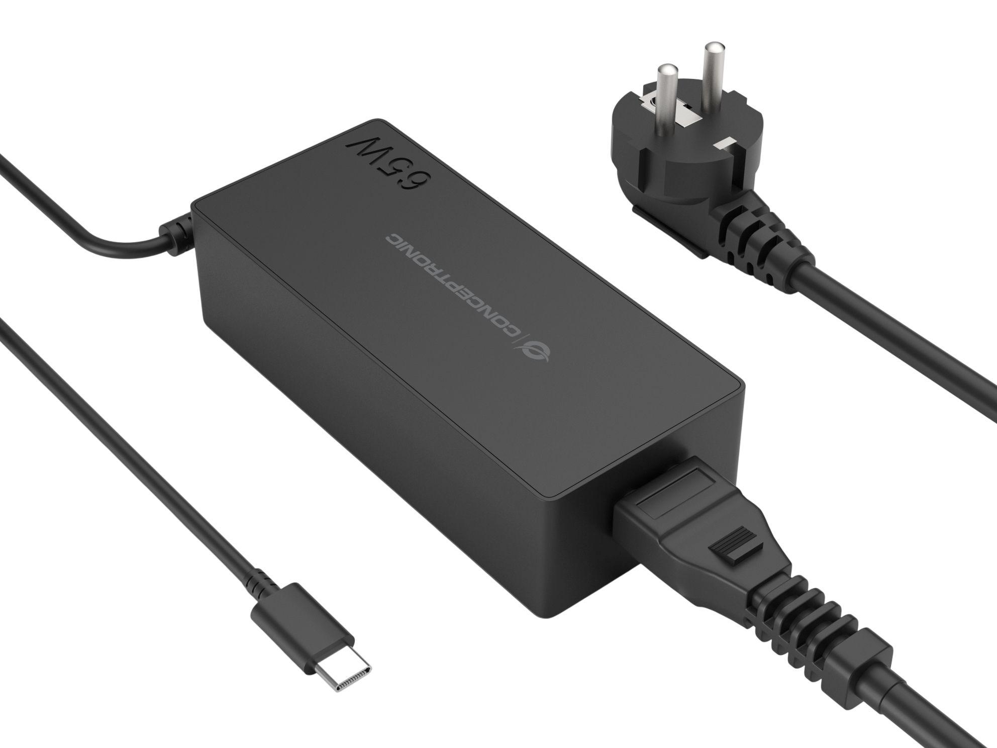 Carregador USB-C CONCEPTRONIC OZUL09BE (USB Type-C, AC - Universal - Preto)