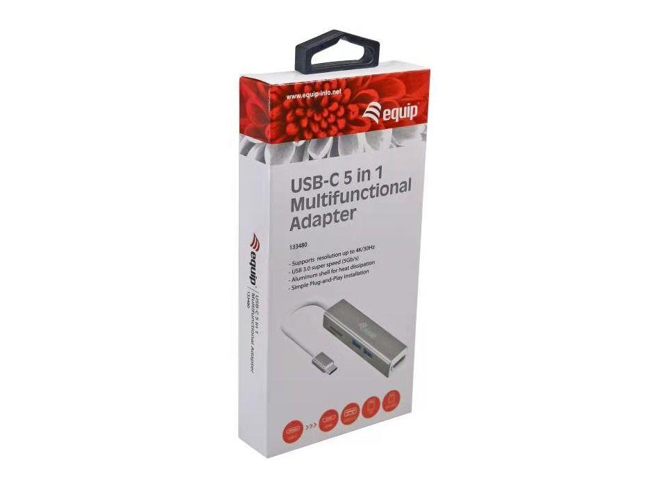 Adaptador USB-C Multiporta EQUIP 133480 (0.15 m - Prateado), miniatura 5