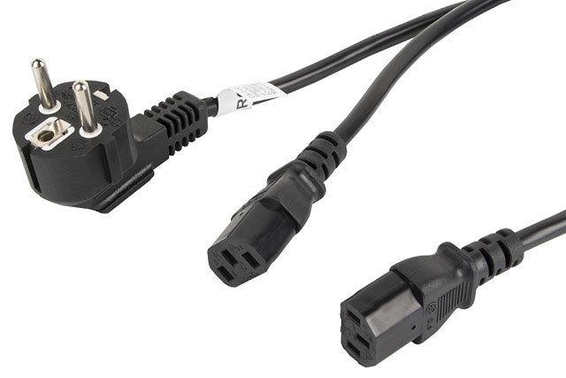 Cabo de Alimentação em Y LANBERG CA-C13C-13CC-0018-BK (2 m - CEE 7/7 macho - 2 x IEC C13 fêmea - Preto)