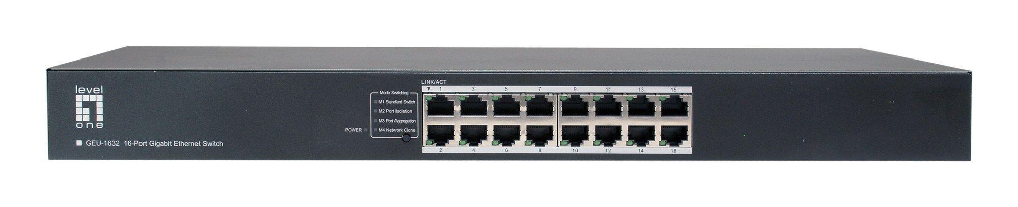 Switch de Rede LEVEL ONE GEU-1632 (RJ-45 Gigabit Ethernet - 10/100/1000 Mbit/s - 4,1 MB - Cinzento)