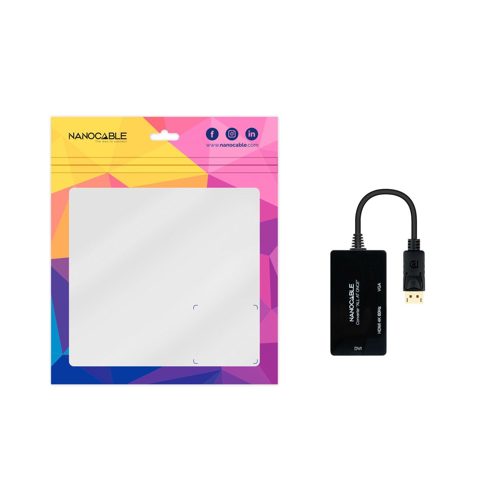 Conversor DisplayPort para HDMI/DVI/VGA NANOCABLE 10.16.3301-ALL (0,2 m - DVI-D + VGA - Preto) — miniatura 4