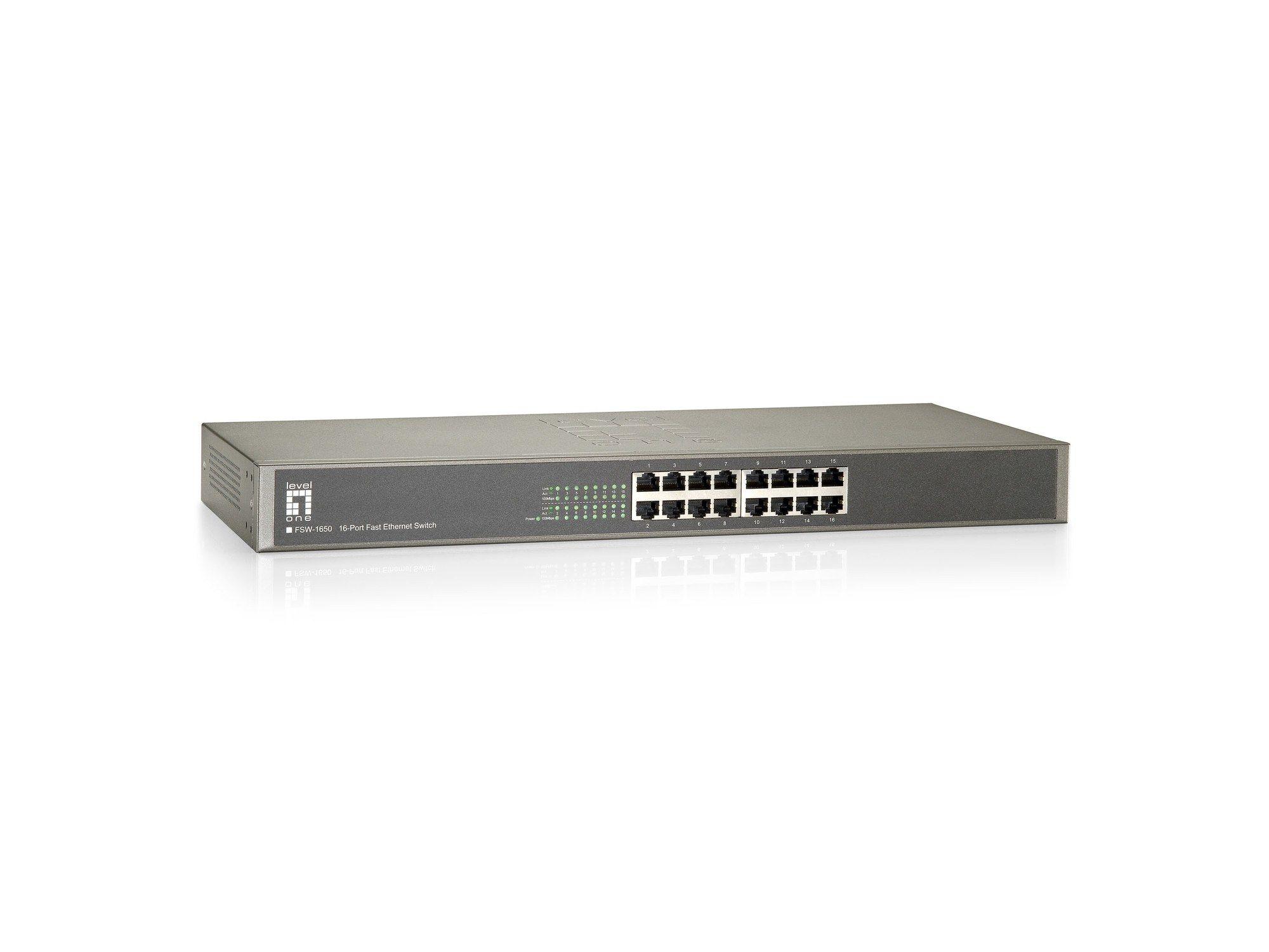 Switch LEVELONE FSW-1650 (RJ-45 - Fast Ethernet - 160 KB - Cinzento)