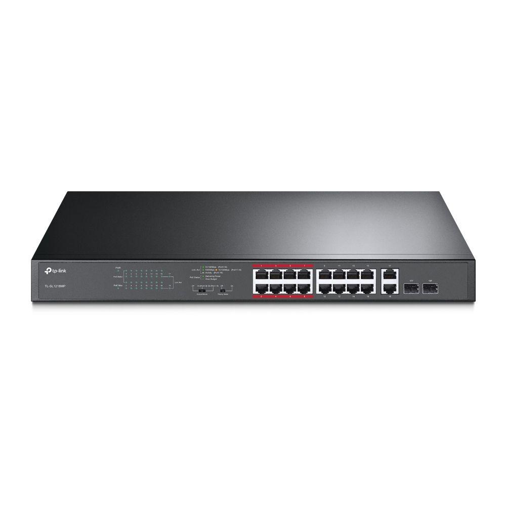 Switch de Rede Não Gerido TP-LINK TL-SL1218MP (Fast Ethernet - 4,1 MB - 7,2 Gbit/s - Preto) — imagem 1