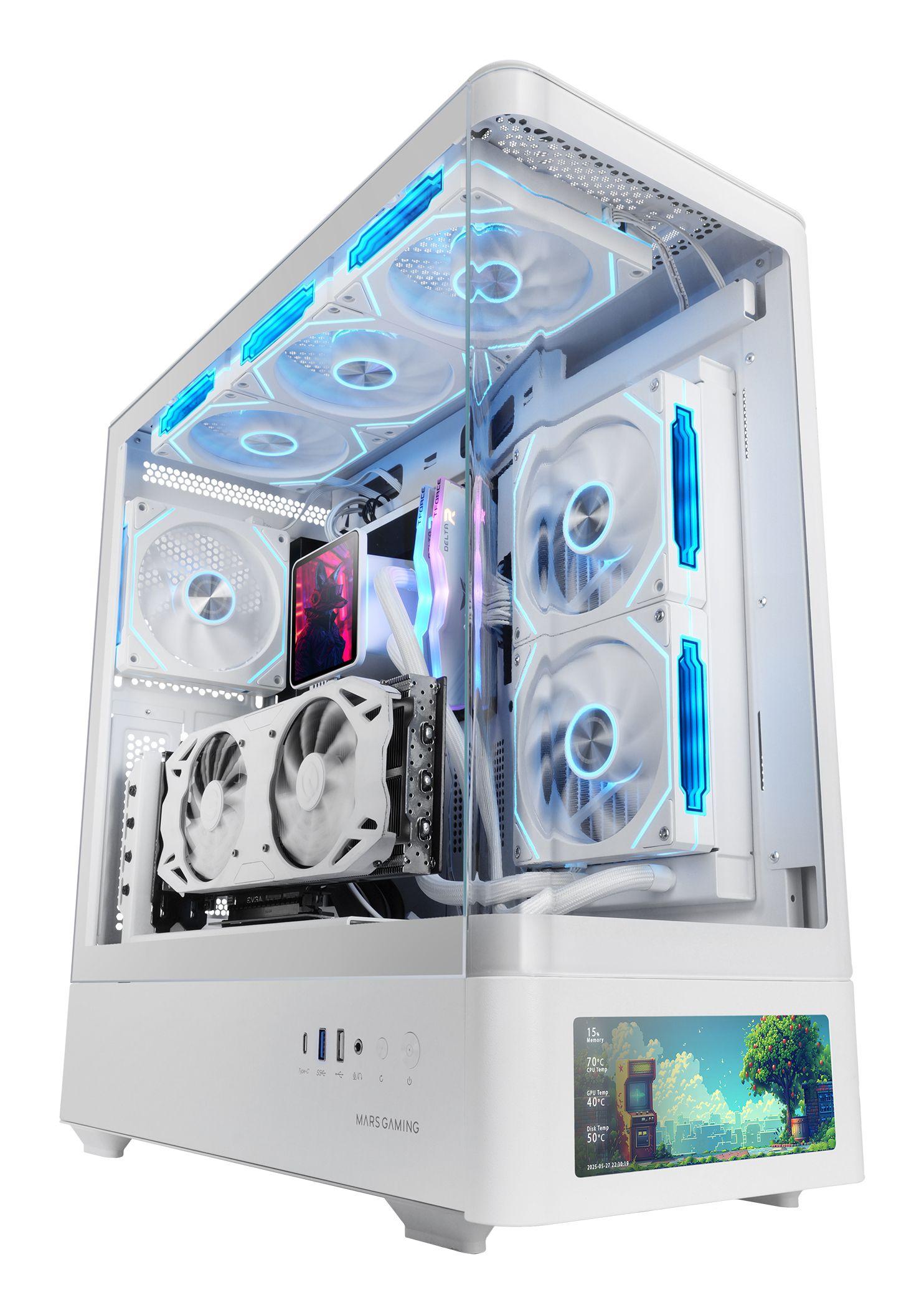 Caixa PC ATX MARS GAMING MCLCDPROW (LCD IPS 7,2" - Branco)
