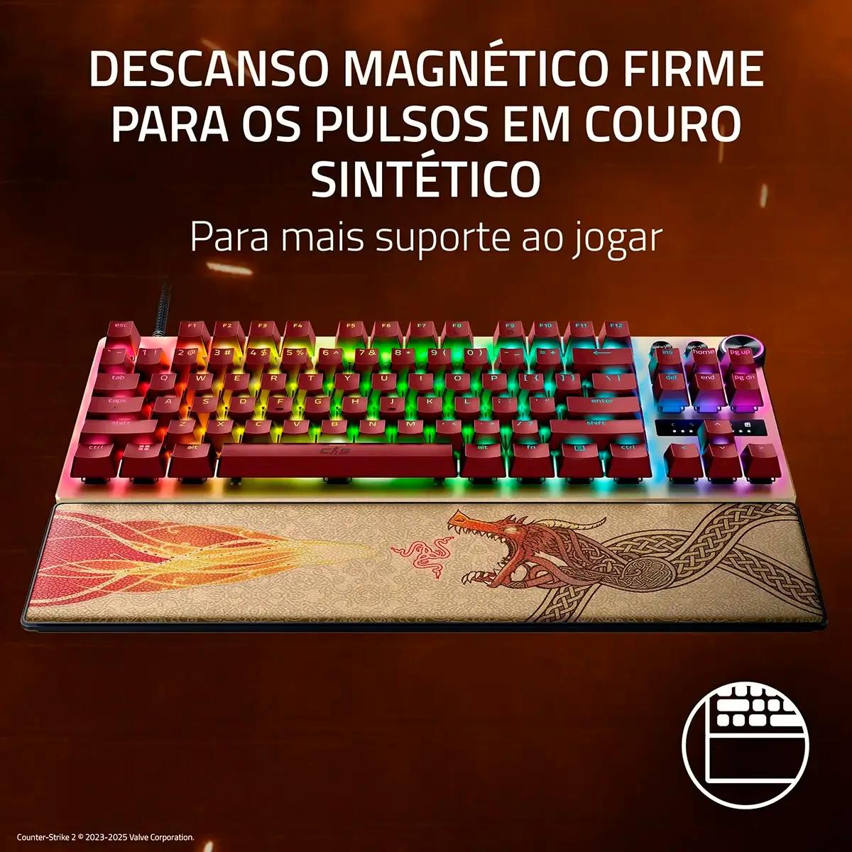 Teclado RAZER Huntsman V3 Pro TKL Counter-Strike 2 Edition (Inglês - Teclas óticas - USB - Dourado/Amarelo) — miniatura 3