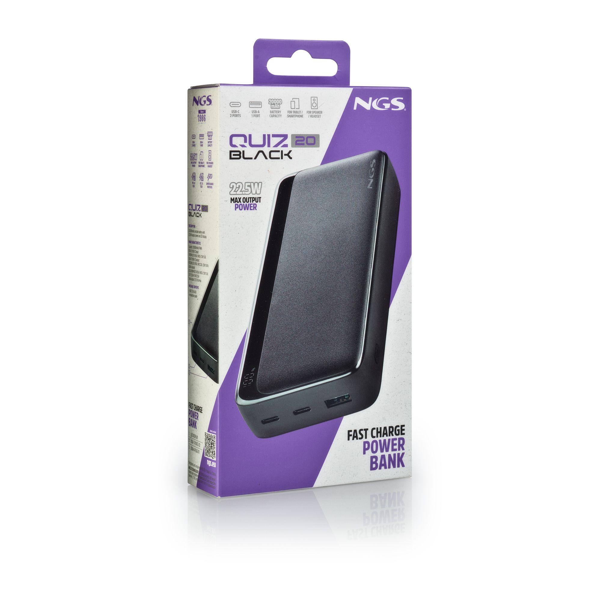 Bateria Externa NGS QUIZ 20 (20000 mAh - 74 Wh - USB Type-C - Preto), miniatura 4