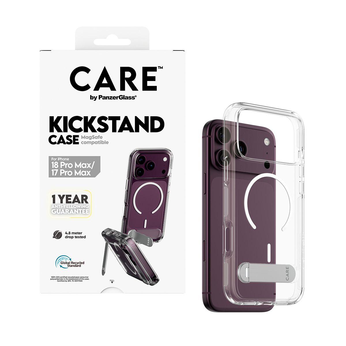 Capa PANZERGLASS CARE by PanzerGlass Kickstand Case para iPhone 17 Pro Max e 18 Pro Max (Transparente), miniatura 6
