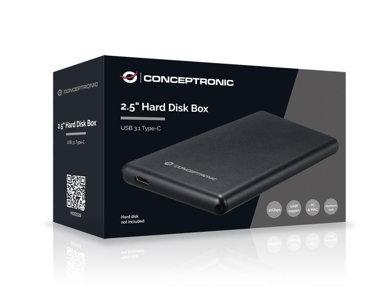 Caixa Externa SATA 2,5" CONCEPTRONIC HDE02B (2,5" - USB Type-C - Preto) — miniatura 3