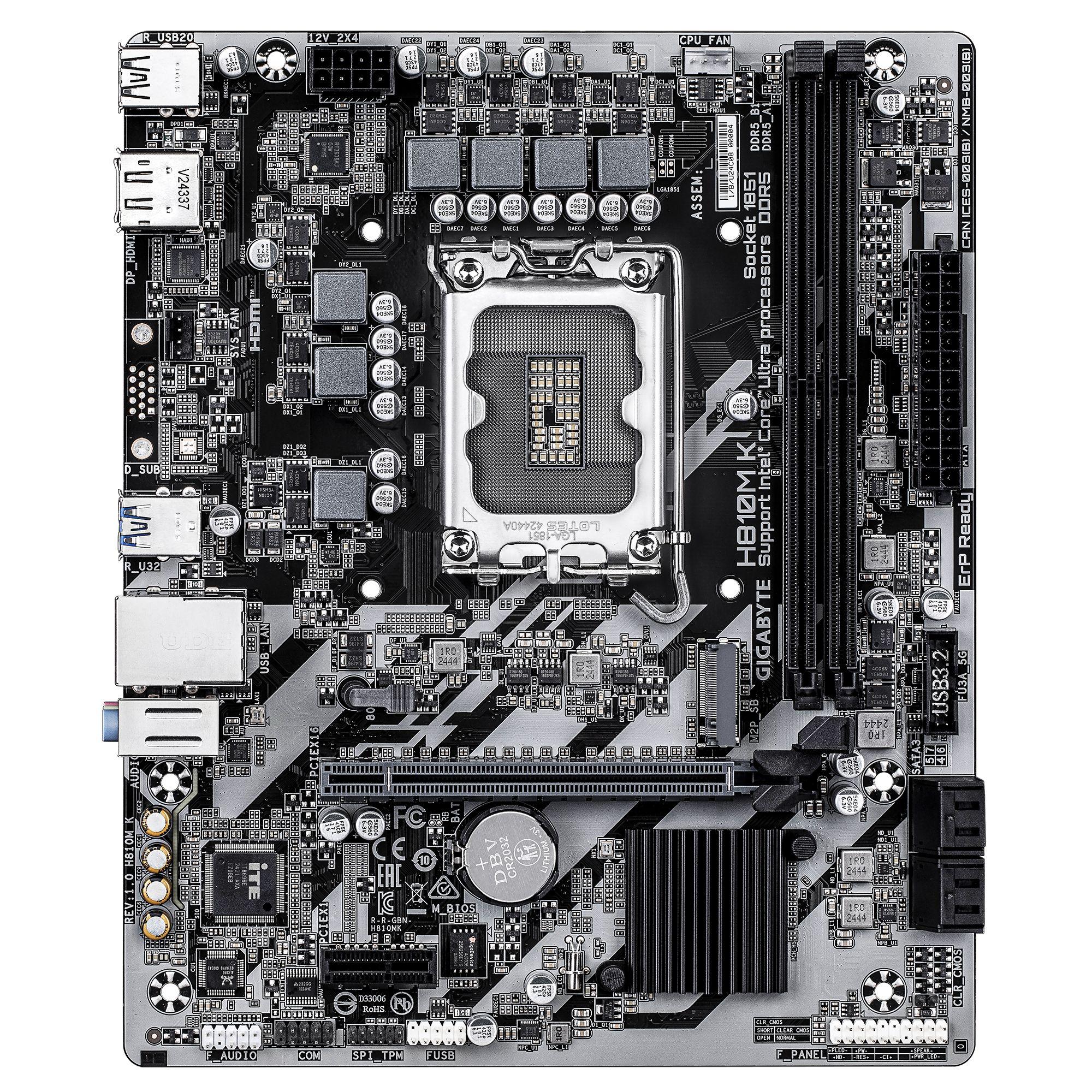 Motherboard GIGABYTE H810M K (LGA 1851 (Socket V1) - Intel Core Ultra - microATX - Castanho escuro), miniatura 2