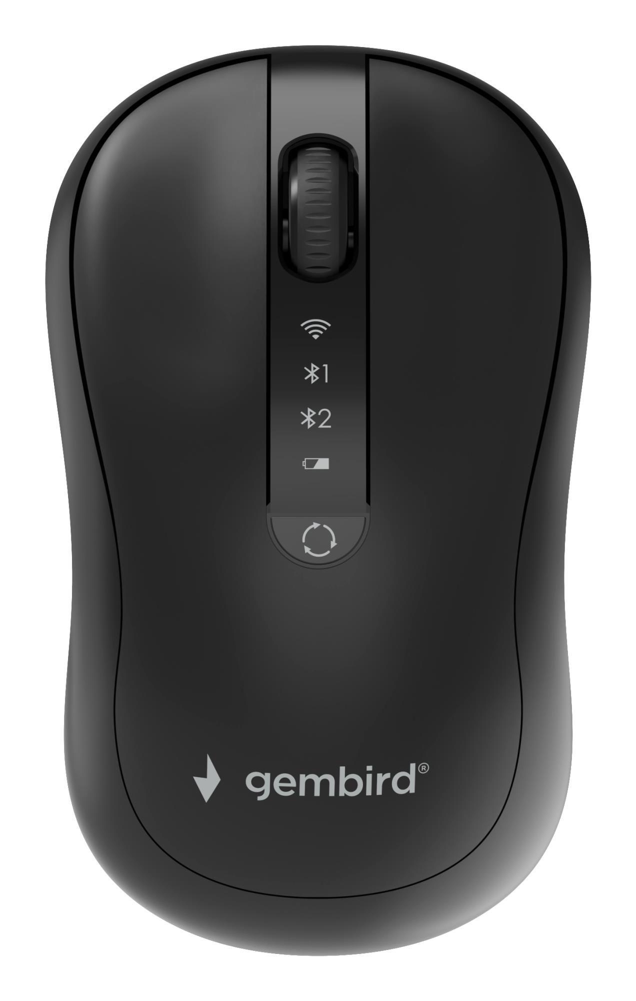 Rato GEMBIRD MUSW2-4B-01 (Ambidestro - 1600 DPI - Ótico - Preto)