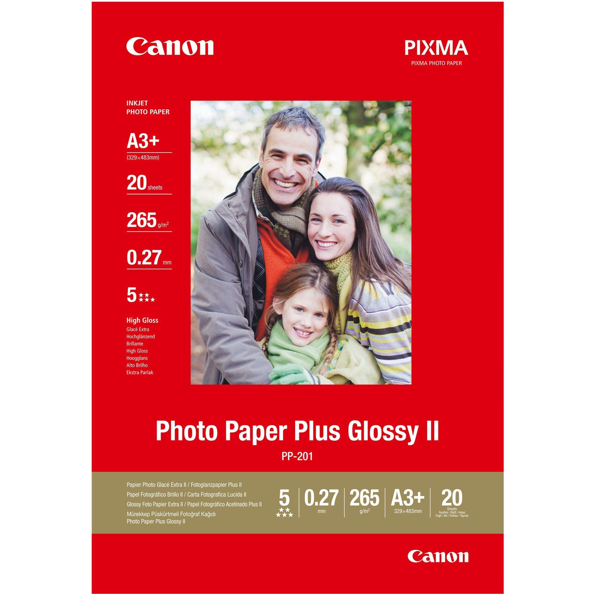 Papel Fotográfico CANON Photo Paper Plus Glossy II PP-201 (A3+ - 20 Folhas - 260 g/m²)