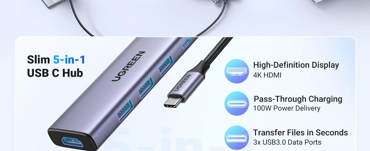Adaptador USB-C UGREEN CM511 (USB Type-C - HDMI, USB 3.0 - Prateado) — miniatura 6