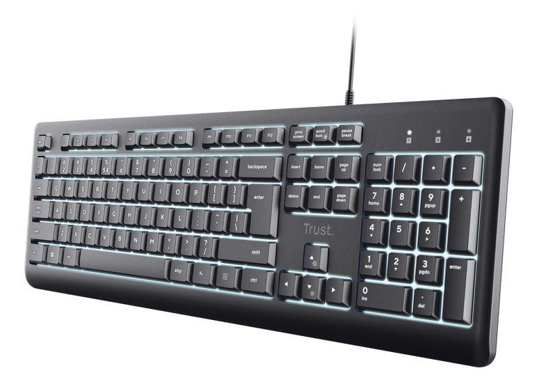 Teclado TRUST Primo 25821 (Espanhol - Tamanho completo - USB - Preto)
