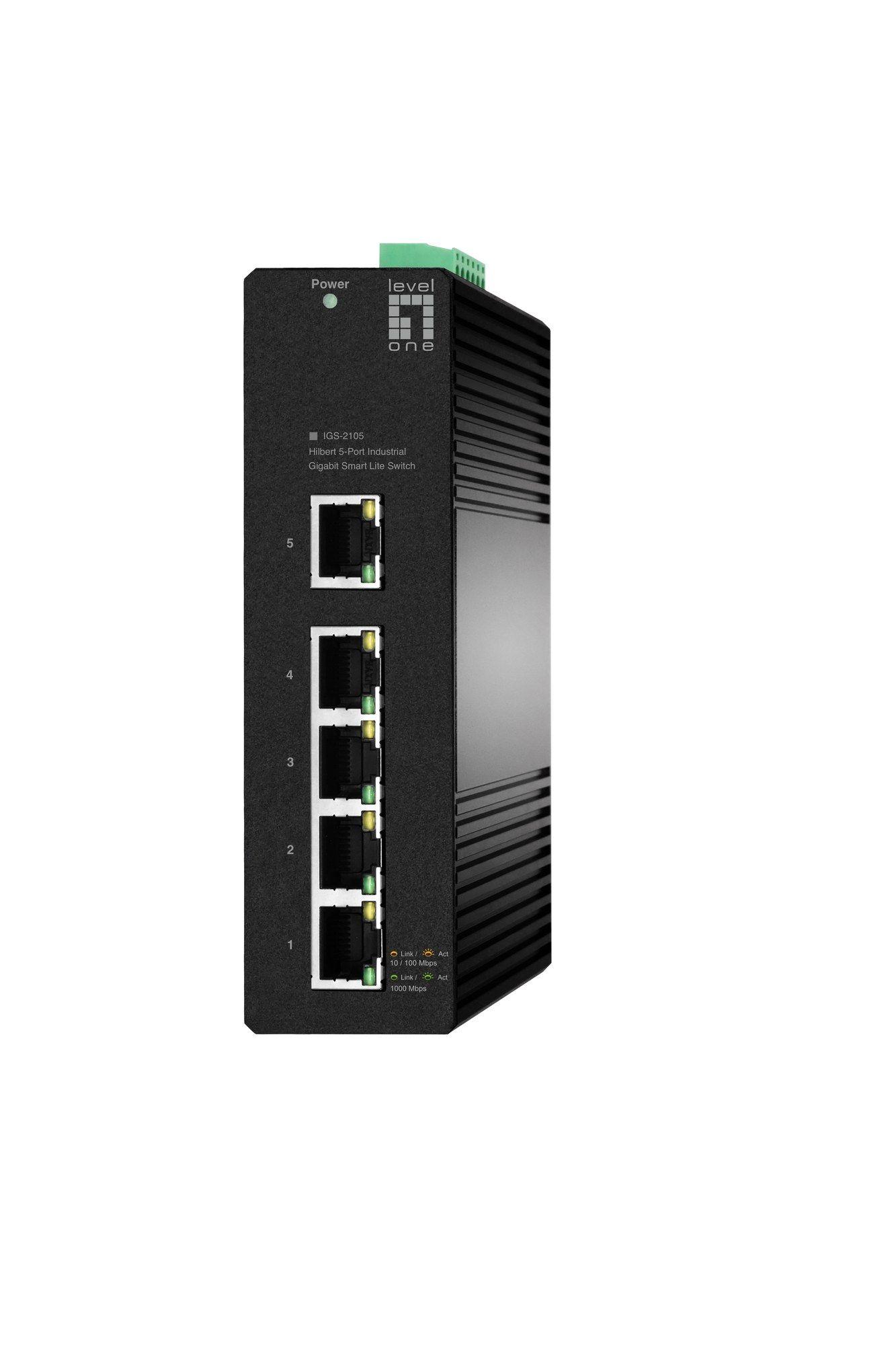 Switch Gerido Industrial LEVELONE IGS-2105 (Gigabit Ethernet - 1,5 MB - 10 Gbit/s - Preto)