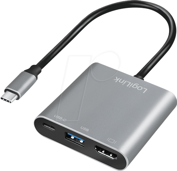 Adaptador Multiporta LOGILINK UA0390 (USB-C para HDMI, USB-A e USB-C - Alumínio), imagem 1