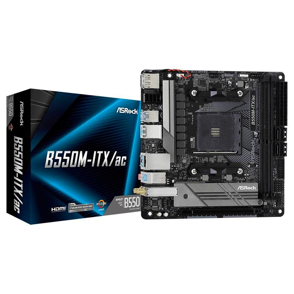 Motherboard ASROCK B550M-ITX/ac (AM4 - AMD Ryzen 3000 Series - Mini-ITX - Preto), miniatura 2