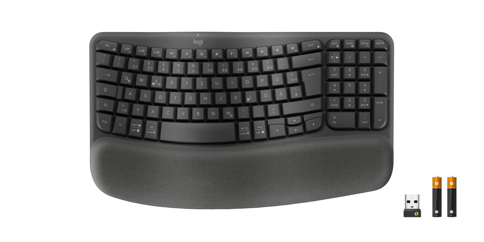 Teclado LOGITECH Wave Keys for Business (Alemão - Membrana - Tamanho completo - Grafite)