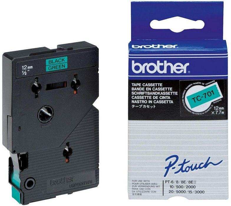 Fita Laminada de Impressão BROTHER TC-701 (Preto sobre Verde), miniatura 3